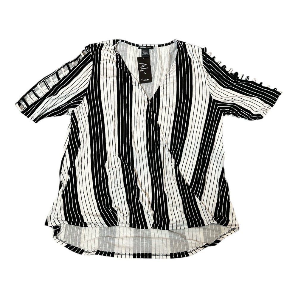 Robert Louis Black and White Wrap Blouse - Picture 7 of 7